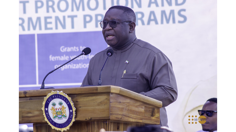 President Bio delivering his statement at the launch of the Youth Employment and Livelihood Empowerment Programmes. Photo credit: UNFPA Sierra Leone/Islander Kabia