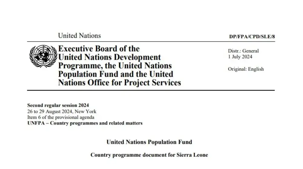 UNFPA 8th Country Programme for Sierra Leone (2025-2030)