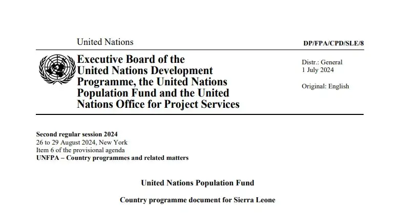 UNFPA 8th Country Programme for Sierra Leone (2025-2030)