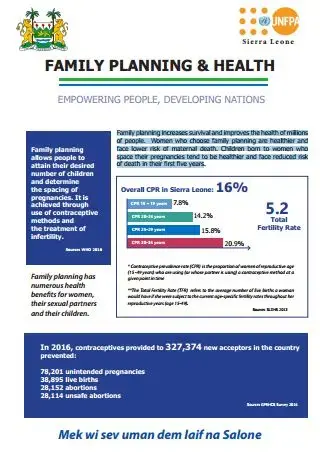 Factsheet - Family planning and health