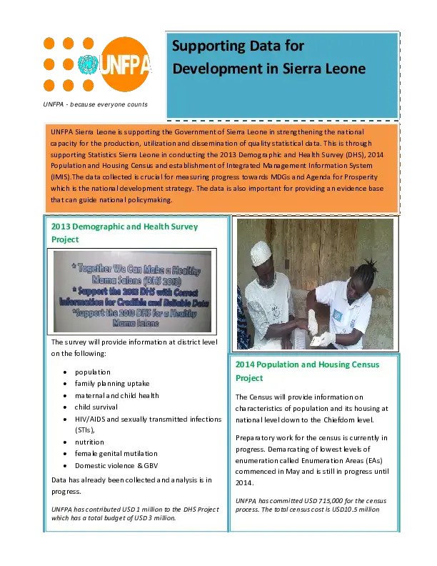 Supporting Data for Development in Sierra Leone